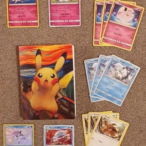 Pokemon Pikachu Eevee Munch Scream Book + Cards